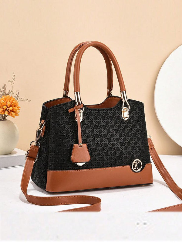 Elegant Black & Brown Hand Carry Tote Bag for Women