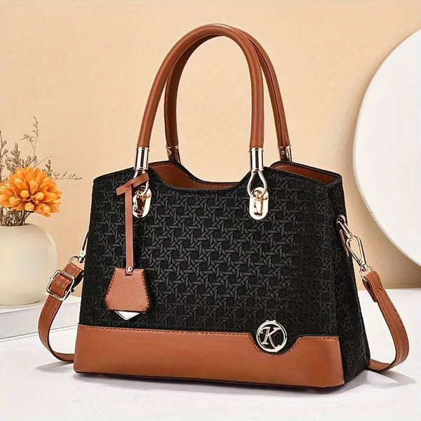 Elegant Black & Brown Hand Carry Tote Bag for Women