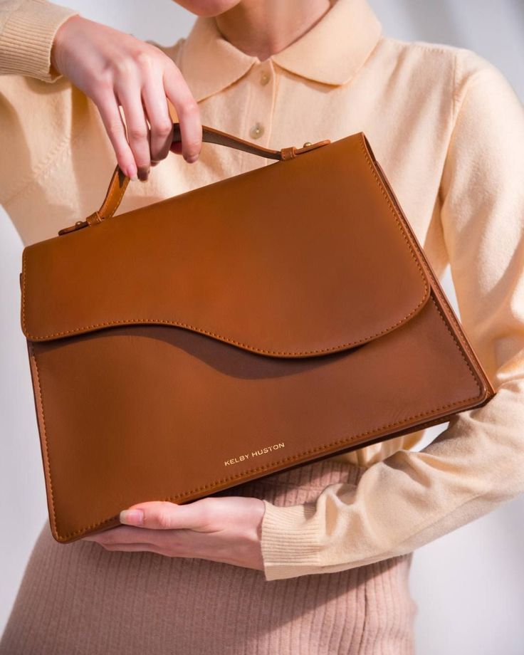Elegant Brown Leather Handbag-Minimalist Structured Design