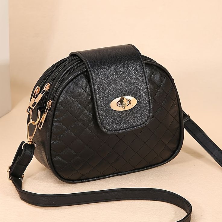 Classic Black Quilted Crossbody Bag for Women
