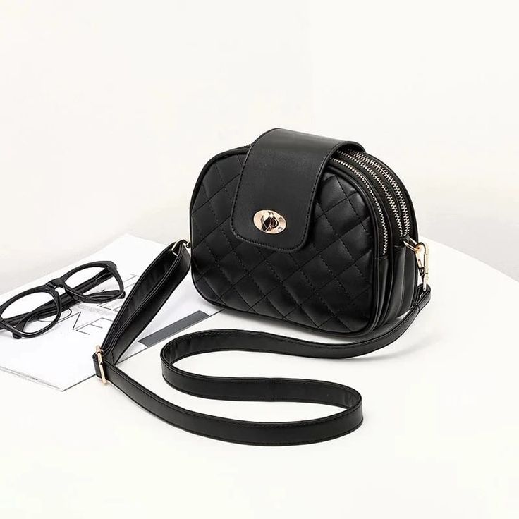 Classic Black Quilted Crossbody Bag for Women