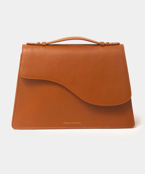 Elegant Brown Leather Handbag-Minimalist Structured Design